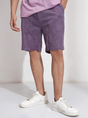 HIGHLANDER Self Design Men Purple Regular Shorts