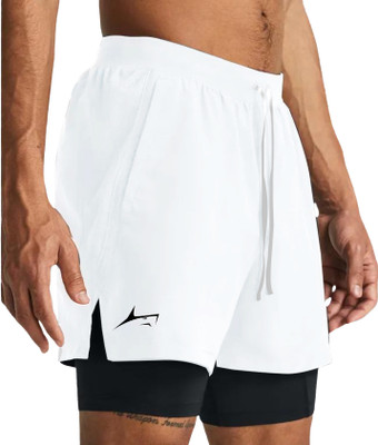 Prosharx Solid Men White Sports Shorts