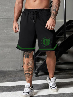 CULISH Printed Men Black Sports Shorts, Casual Shorts, Gym Shorts