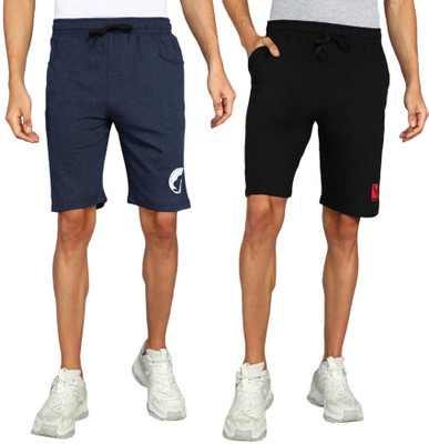 GYRFALCON Self Design Men Black, Blue Regular Shorts