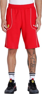 PUMA Solid Men Red Casual Shorts