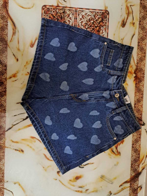 Ridhipaa infra Printed Women Reversible Denim Blue Denim Shorts