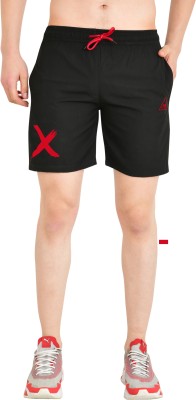Black river Solid, Printed Men Black, Red Regular Shorts, Gym Shorts