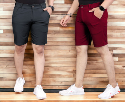 INDICLUB Solid Men Multicolor Regular Shorts