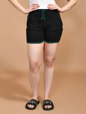 SKYKNIT Color Block Women Black Hotpants