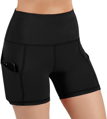 Crabina Solid Women Black Casual Shorts
