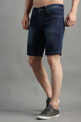 PRJ IN STYLE Solid Men Denim Dark Blue Basic Shorts