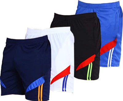 OORA Striped Men Dark Blue, White, Black, Blue Sports Shorts