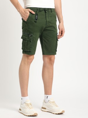 THE BEAR HOUSE Solid Men Dark Green Cargo Shorts