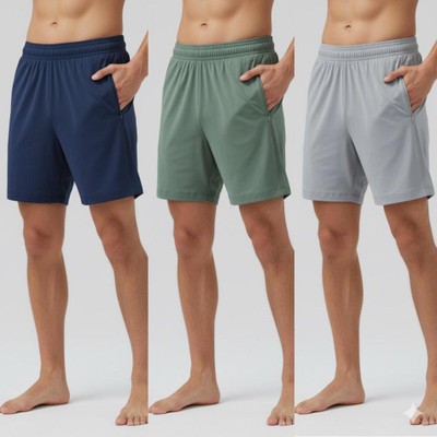 Blacktail Solid Men Green, Dark Blue, Grey Casual Shorts, Gym Shorts, Sports Shorts