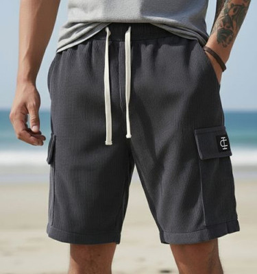 INDICLUB Self Design Men Dark Grey Regular Shorts