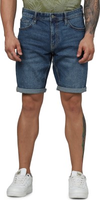 Celio Solid Men Dark Blue Denim Shorts