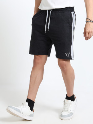 Q-CUT Self Design Men Grey Casual Shorts