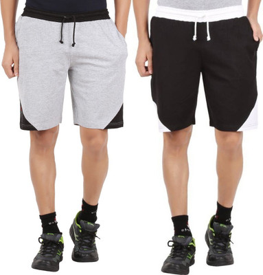 Trendolo Color Block Men Grey, Black Basic Shorts