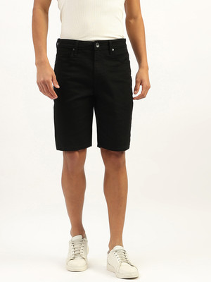 United Colors of Benetton Solid Men Black Basic Shorts