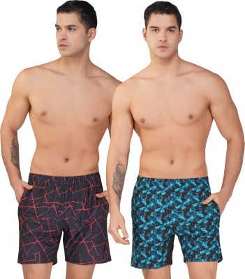 NINQ Printed Men Pink, Blue Swim Shorts
