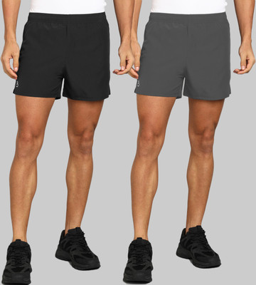 Moda Rapido Solid Men Black, Grey Running Shorts