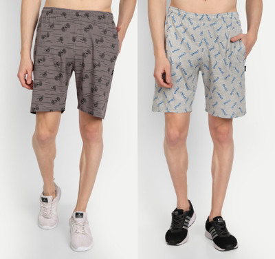 Zeffit Printed Men Silver, Grey Bermuda Shorts