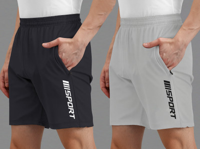 AVOLT Solid, Printed Men Dark Grey, Grey Casual Shorts