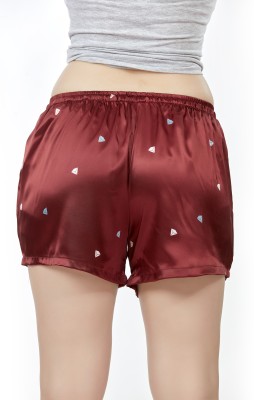 WEET Printed Women Maroon Night Shorts