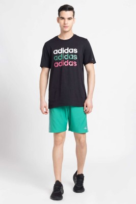 ADIDAS Striped Men Green Sports Shorts