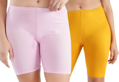 ORLIZEA Solid Women Yellow, Pink Cycling Shorts