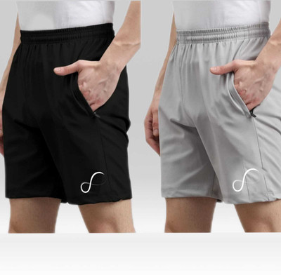 peoplelike Solid Men Black, Grey Regular Shorts