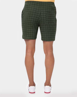 MRB Checkered Men Green Regular Shorts