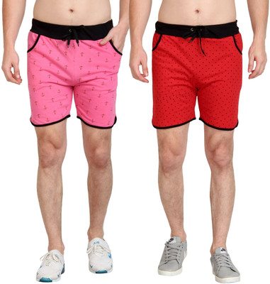 3SIX5 Printed Men Red, Pink Sports Shorts