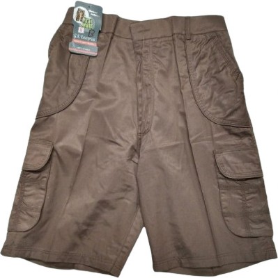 G.A Enterprises Solid Men Brown Cargo Shorts