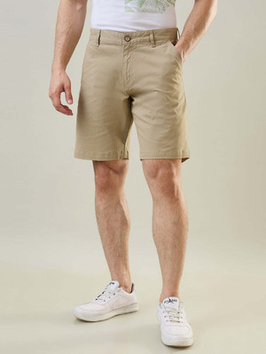 Tim Paris Solid Men Beige Basic Shorts