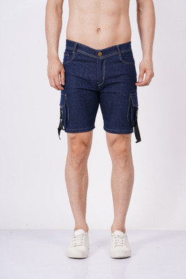 mevan Solid Men Dark Blue Denim Shorts