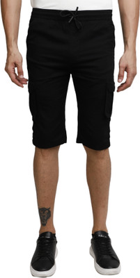V-MART Self Design Men Black, Black Regular Shorts