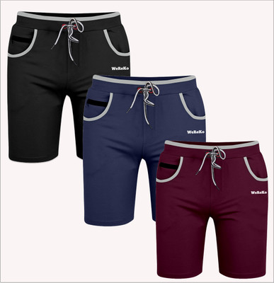 VINTHON Self Design Men Black, Dark Blue, Maroon Regular Shorts