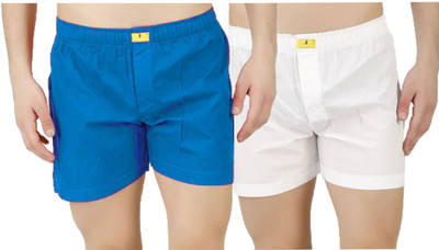 Happy Bunny Solid Men Blue, White Basic Shorts