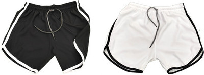OctaBox Solid Men Black, White Running Shorts