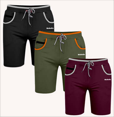 VINTHON Self Design Men Black, Green, Maroon Regular Shorts