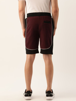 HouseOfCommon Solid, Color Block Men Maroon Chino Shorts, Casual Shorts