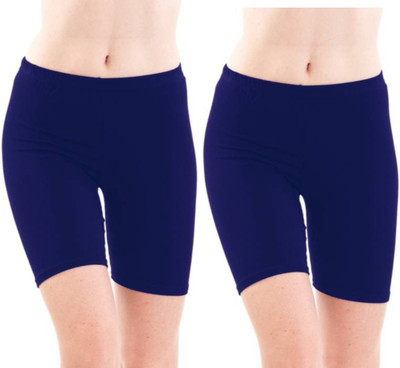 CKARFE Solid Women Blue Gym Shorts, Regular Shorts, Cycling Shorts, Running Shorts