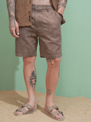 HIGHLANDER Self Design Men Brown Regular Shorts