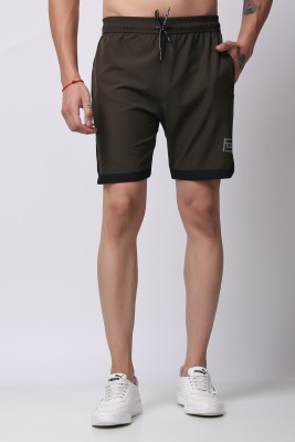 FitInOutFit Solid Men Green Running Shorts