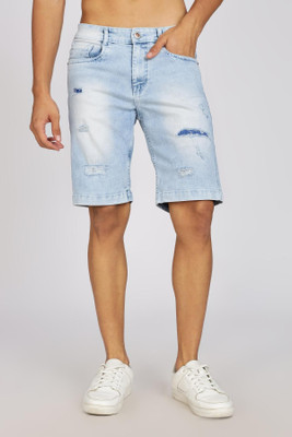 Color Hunt Distressed Men Denim Light Blue Denim Shorts