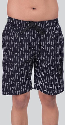 24 Street Printed Men Black, White Casual Shorts