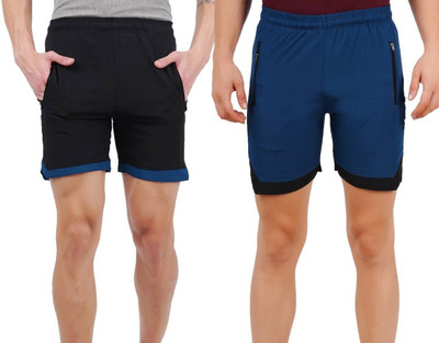 Blacktail Solid Men Black, Blue Sports Shorts