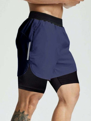 CULISH Color Block Men Blue Sports Shorts