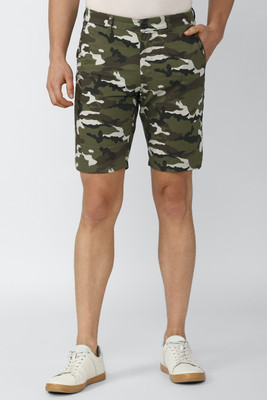 VAN HEUSEN Printed Men Green Regular Shorts