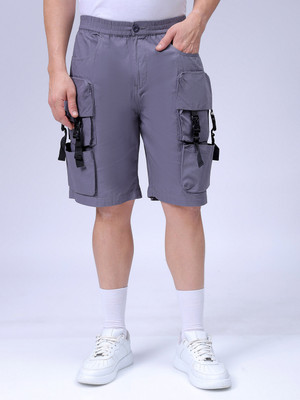 The Indian Garage Co. Solid Men Grey Cargo Shorts