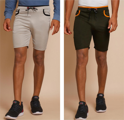 METRONAUT Solid Men Silver, Light Green Regular Shorts
