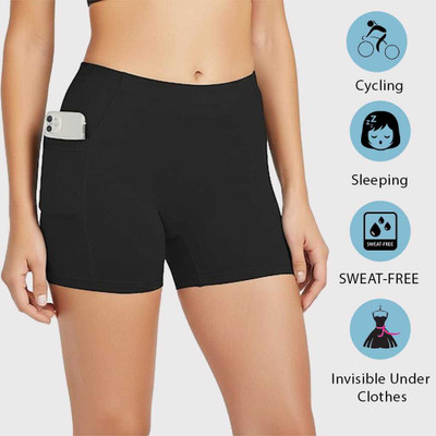 hgs Solid Women Black Cycling Shorts