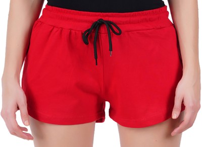 jocker Solid Women Red Sports Shorts